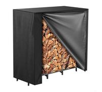 Outdoor Firewood Rack Cover in 600D Oxford Cloth, Waterproof and Weatherproof with Zipper and Windproof Straps for Firewood Storage 48x24x46 Inches