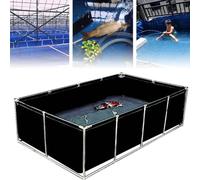 Outdoor Fish Pond with Drain Valve 3x3x0.9m Rectangular Aquarium Pool for Garden Temporary Fish Basin Durable Black Support Stand Ideal for Backyard Water Features