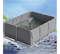 Outdoor Fish Pond with Drain Valve Rectangular Aquarium Pool for Garden Temporary Fish Basin Gray 3m x 1m x 0.5m Durable Support for Easy Setup