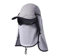 Outdoor Fishing Hat with Face Neck Cover UFP 50+ Foldable Breathable Wide Brim Ear Friendly Baseball Hats Waterproof Windproof Quick Dry Sport Cap for Men Women Running Biking Gardening Pale Grey