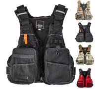 Outdoor Fishing Life Vest, Safety Jacket, Buoayancy Aid with Double Span Belt, Whistle Design Suitable Boating Kayaking Surfing Swimming Aldult(black)