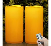 Outdoor Flameless Candles Waterproof: 6" x 12" Extra Large Led Battery Operated Flickering Pillar Candles with Timer Remote Control Fake Plastic Tall Electric Candles for Porch Lanterns, Set of 2