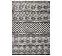 Outdoor Flatweave Rug 120x170 cm Black Stripes Berkfield Home Black Medium