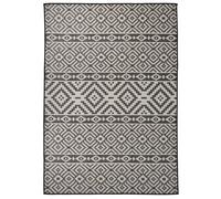 Outdoor Flatweave Rug Black Stripes Runner Area Floor Mat vidaXL