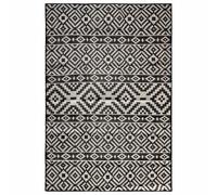 Outdoor Flatweave Rug Black Stripes Runner Area Floor Mat vidaXL