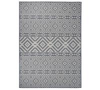 Outdoor Flatweave Rug Blue Stripes Runner Area Floor Carpet vidaXL