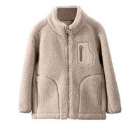 Outdoor Fleece Jacket Girl Fashion Korean Stand Collar Warm Fleece Thickened Coat Jacket Boy (Coffee, 13-14 Years)