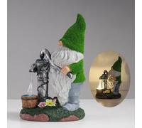 Outdoor Flocking For elf Gnome with Solar Light Decorative Garden Statue for Year Round Appeal (C)