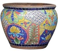 Outdoor Flower Pot Garden Villa Plant Pot Spain Ceramics Bonsai Planter Creative Mosaic Container Household Rural Process Flowerpot Decor Desktop Windowsill,Onecolor-L