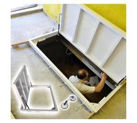 Outdoor Flush Mount Floor Access Hatch Door, Seamless Invisible Basement Door Kit with Suction Cups Opener, Heavy Duty Concealed Storm Cellar Door Cover(LXW 900x750mm/35.4x29.5in)