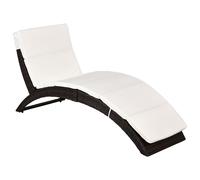 Outdoor Foldable PE Rattan Sun Lounger with Soft Padded Cushion