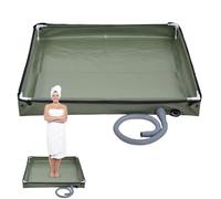 Outdoor Foldable Shower Tray - Compact Drain Mat, Foldable Waterproof Basin Floor, Easy to Clean Bath , Portable Washing Solution | for RV Camping Pet Care Travel Wan