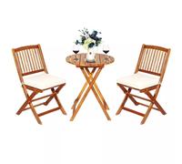 Outdoor Folding Bistro Set Garden Chair and Table Set with Cushions Wyld and Coco Natural 1 Pack