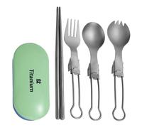 Outdoor Folding Camping Cutlery Set Fork Spoon Chopstick Travel Utensils Metal Tableware with Box for Picnics Hiking Folding Metal Tableware Set Fork Spoon Chopstick