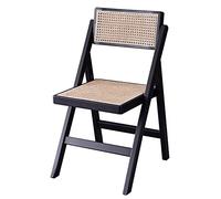 Outdoor Folding Chair Brown Black Natural Wicker Wooden Garden Chair for Home Office No Assembly Required Direct Use Breathable Backrest for Comfort