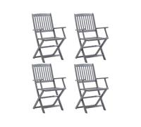 Outdoor Folding Chair Set 4pcs Solid Acacia Wood Grey 54x61x88cm Patio Foldable