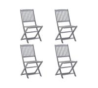 Outdoor Folding Chair Set of 4 Solid Acacia Wood Grey 44x50x88cm Foldable Patio