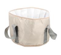 Outdoor Folding Foot Bath Bucket Large Capacity Polyester for Picnic Hiking | Aluminum Film Insulation Cotton and Peva Waterproof Membrane, Reinforced Sewing, Beige, Easy to Carry and Store