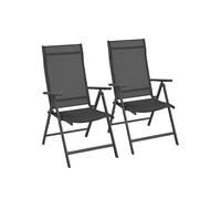 Outdoor Folding Garden Chairs with Adjustable Backrest, Black / 2