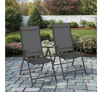 Outdoor Folding Garden Chairs with Adjustable Backrest, Black / 2