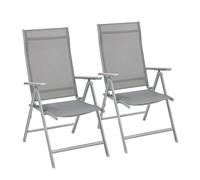 Outdoor Folding Garden Chairs with Adjustable Backrest, Grey / 2