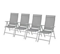 Outdoor Folding Garden Chairs with Adjustable Backrest, Grey / 4