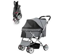 Outdoor Folding Pet Stroller,Four-Wheel Cat and Dog Trolley,Light Luggage for Pet Travel and Walking,Small and Medium-Sized Animal Carrier