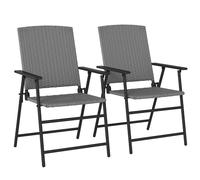 Outdoor Folding Rattan Chair Set 2pc Grey PE Rattan Steel 58x61x94cm Patio110kg