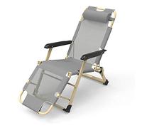 Outdoor Folding Recliner Chair - Adjustable Zero Lounge Chair with Cotton Pad for Garden & Terrace Supports Up to 150kg Tesling Grey Color