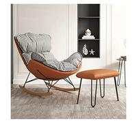 Outdoor Folding Rocking Lounge Chair with Ottoman - Modern Velvet Glider Armchair for Nursery & Living Room Thick Cushioned Patio Sofa Comfy Relaxing Seat