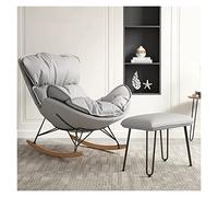 Outdoor Folding Rocking Lounge Chair with Ottoman Modern Velvet Glider Sofa Armchair Thick Cushioned Comfort for Patio Living Room & Nursery