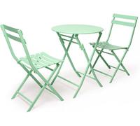 Outdoor Folding Table and Chair Set, 3 Piece Premium Metal Bistro Patio Furniture with 2 Chairs and 1 Table