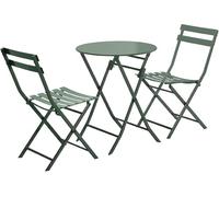 Outdoor Folding Table and Chair Set, 3 Piece Premium Metal Bistro Patio Furniture with 2 Chairs and 1 Table
