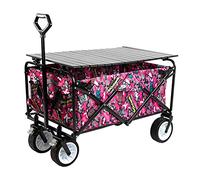 Outdoor Folding Utility Wagon Heavy Duty Folding Wagon Cart, Utility with Tabletop, Camping Trolley on Wheels Hand Cart, Load-Bearing 100k