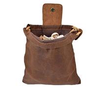 Outdoor Foraging Bag for Camping, Collapsible Canvas Foraging Pouch Fruit Picking Bag Leather Belt Pouch Hanging Waist Packs to Collect Treasures & Seashells (B)