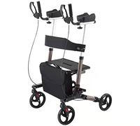 Outdoor Forearm Walker, Seniors Adults Rollator, with 8Inch Wheels & Seat & Armrests, Foldable Stand Upright Walker, for People with Limited Mobility Se