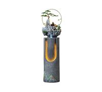 Outdoor Fountain 163cm Height Living Room Rockery Flowing Ornaments Office Floor to Ceiling Feng Shui Fountain Water Scenery Backyard Decoration(Dark gray)