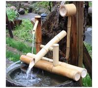 Outdoor Fountain 17.7" - Japanese-Style Bamboo Water Feature with Pump Kit, Split-Resistant Natural Deer Scarer for Backyard Lawn