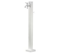 Outdoor Fountain Double Outlet Hose Faucet Ground Mount Water Feature for Garden Decor