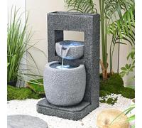 Outdoor Fountain with LED Lights, Freestanding Resin Waterfall Fountain, Fine Texture, Large Decorative Zen Water Feature for Garden, Patio, Backyard, Deck(B)
