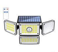 Outdoor Four-head Solar Wall Light, Waterproof, With Motion Sensor, Garden Light, Remote Control Adjustable Angle, Three Modes, Suitable For Patio, Fence, Terrace, And Yard Safety Lighting, Yellow.(H)