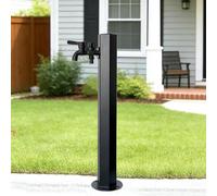 Outdoor Freestanding Faucet Black Hexagonal Vertical Floor Mount Water Tap Freeze Proof Vertical Water Hydrant Support Side Inlet & Bottom Inlet, for Watering/Washing(Double-spout faucet Height: 95cm)