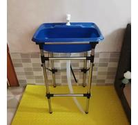 Outdoor Freestanding Utility Sink, Single Bowl Laundry Sink with Faucet and Downpipe, Thickened Steel Frame and PP Plastic Basin for Camping Garage Basement Site, Easy to Clean