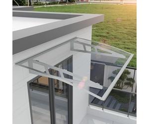 Outdoor Front Door Canopy 150x100cm - UV Protect, Rain Shield, Metal Bracket & PVC Cover - Patio ning for Home Entrance, Shelter