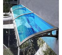 Outdoor Front Door Canopy Awning with Blue Polycarbonate Cover Self Cleaning and Weatherproof 100x80cm UV Protection and Aluminum Bracket Ideal for Patio or Porch
