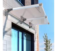 Outdoor Front Door Canopy - Soundproof Rain Shelter Transparent/Brown Shade Cover with Aluminum Bracket Available in 40/65/80/100/120cm (Clear 65x450cm/26 x177)