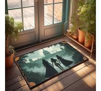 Outdoor Front Door Mat Silhouetted Figures In Front Of A Grand Building Doormat Farm Kitchen Rug Husband Gifts(40X60CM)