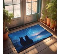 Outdoor Front Door Mat Two Cats Watching The Starry Sky Doormat Indoor Outdoor Rugs Fall Front Door Mat(65X90CM)