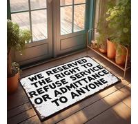 Outdoor Front Door Rug Reserved Rights: Denial Of Service Policy Sign Doormat Outdoor Rug Waterproof Funny Bedroom Decor(65X90CM)