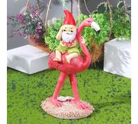 Outdoor Funny Garden Gnome Statue Riding Flamingo Resin Ornaments for Home Garden, Yard, or Patio, Balcony Decoration Unique Spring Summer Decoration Home New Year Gift for Mom,Grandny, Friends